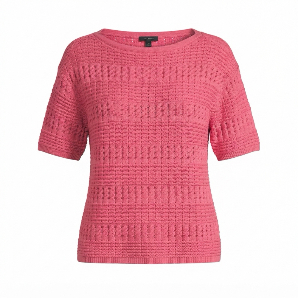 Talbots NWOT Textured Bateau Neck Pullover Sweater Pink Medium